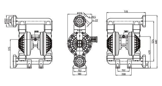 40 mm αντλία μεταφοράς διαφράγματος για επεξεργασία λυμάτων και άρδευση